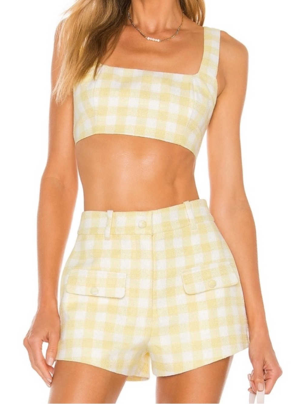 CAMILA COELHO clarisse gingham crop top and shorts set